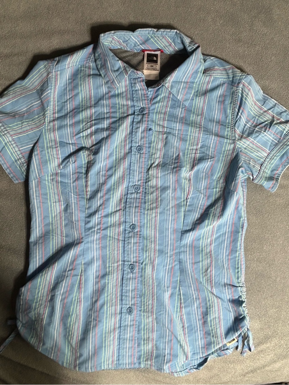 The North Face Blue Multi-Striped Short Sleeve Button-Down